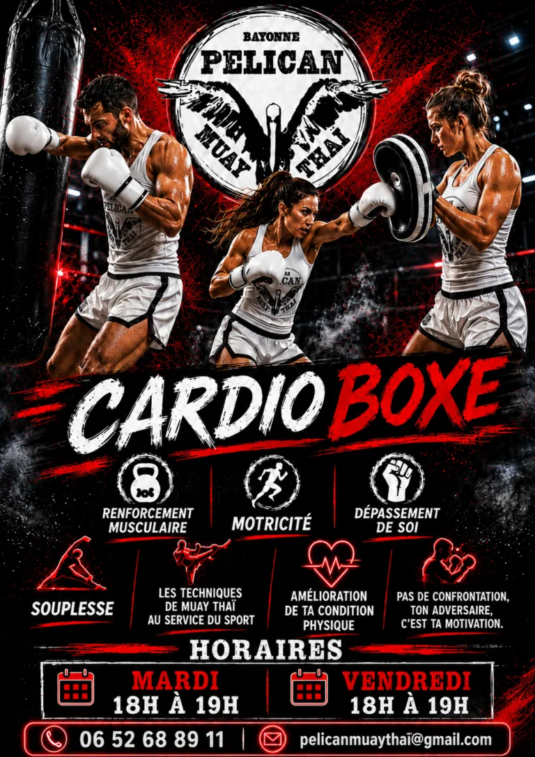 Affiche Cardio Boxe — renforcement, motricité, dépassement de soi, souplesse